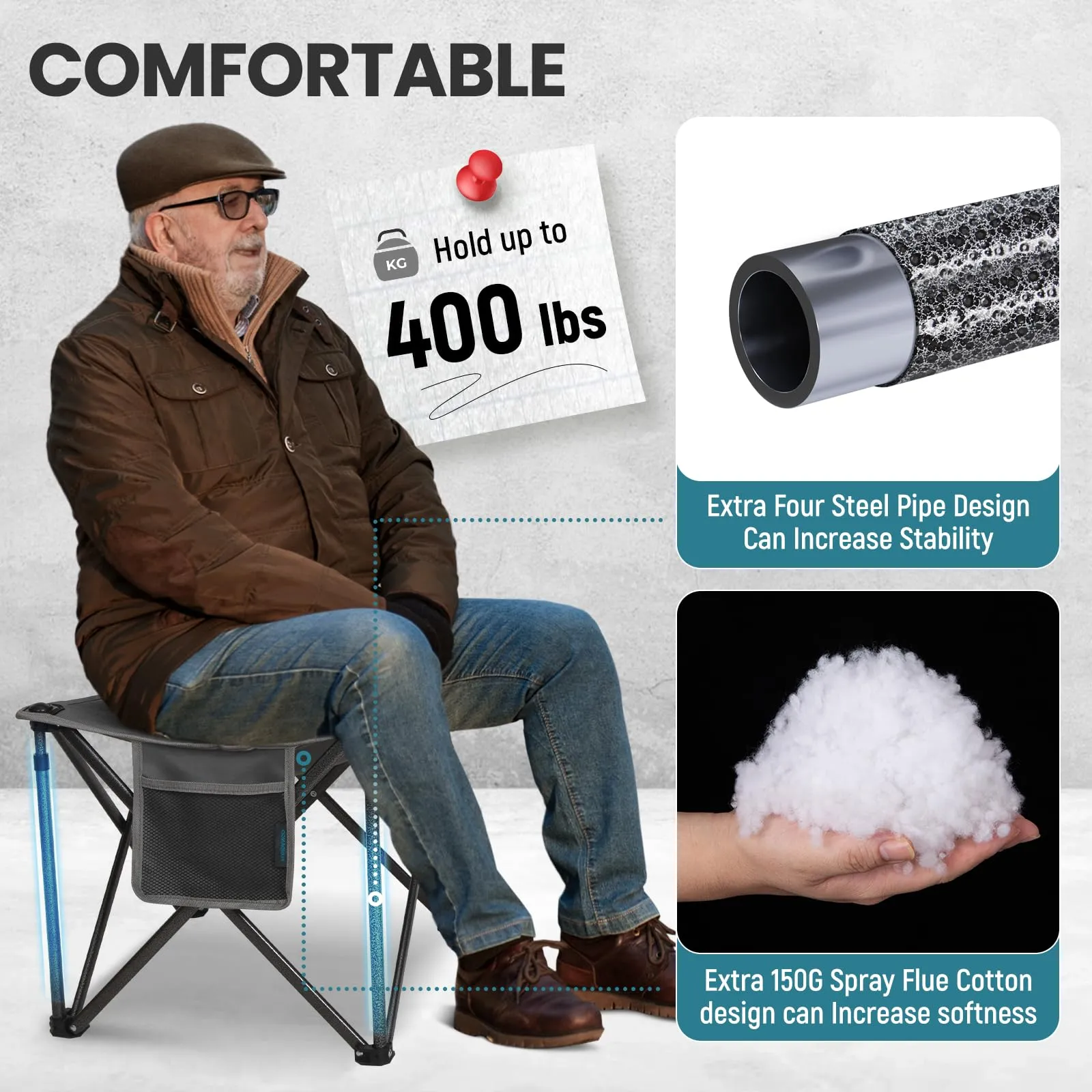 FUNDANGO Camping Stool PLUS 18 Inch