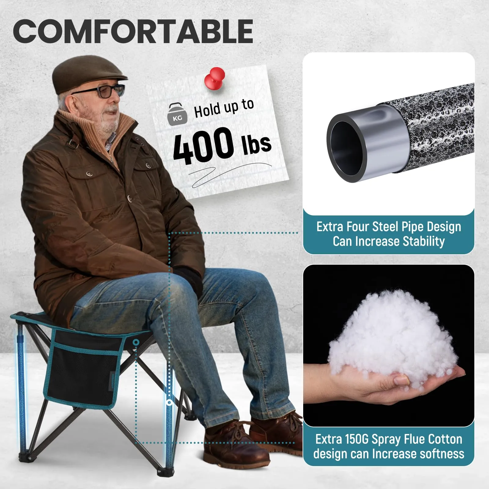 FUNDANGO Camping Stool PLUS 18 Inch