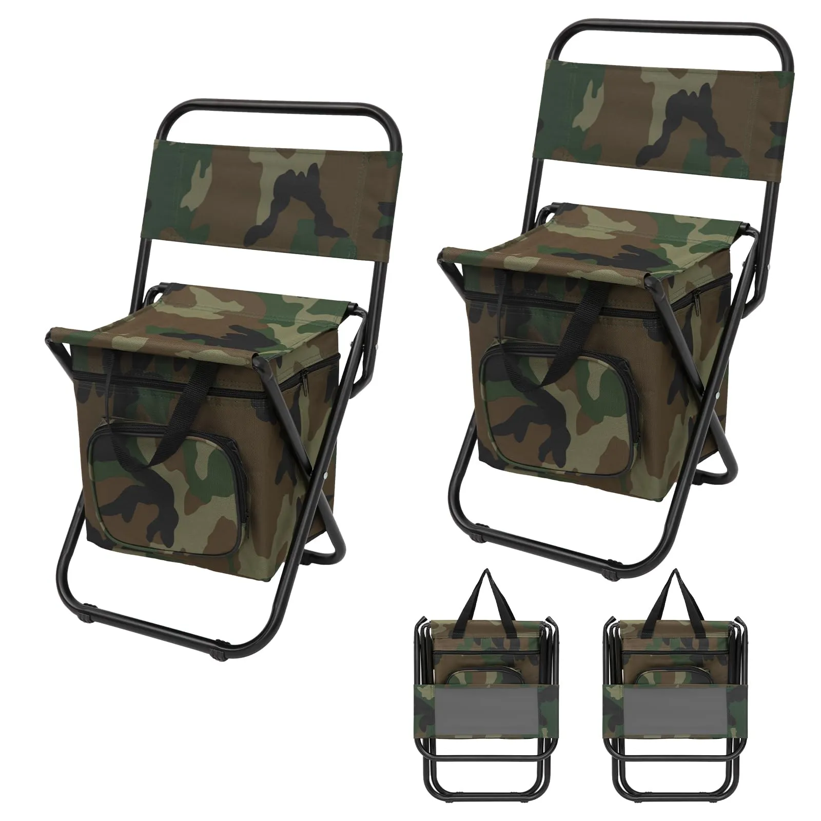 FUNDANGO Cooler Backrest Stool Fishing Chair with Cooler Bag
