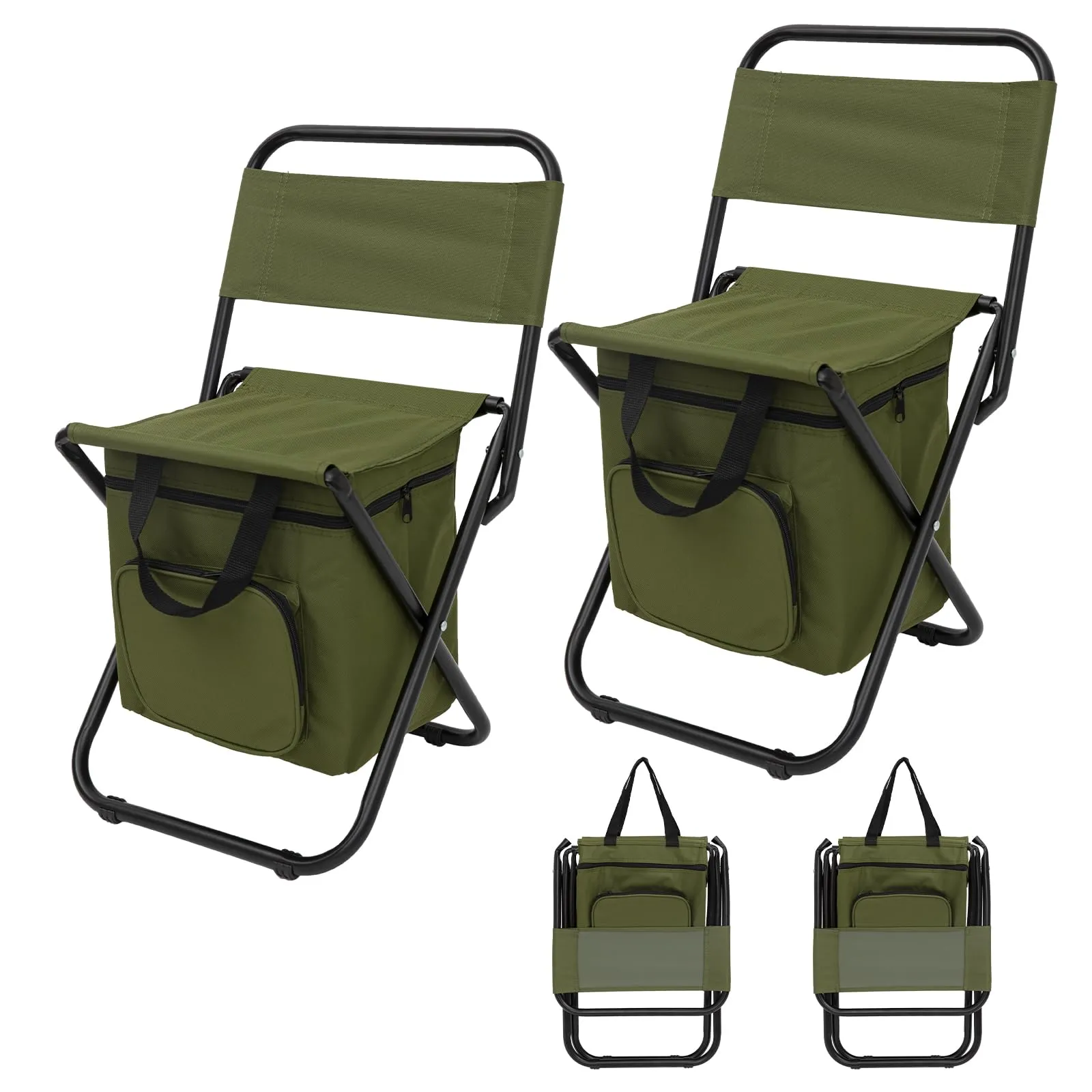 FUNDANGO Cooler Backrest Stool Fishing Chair with Cooler Bag