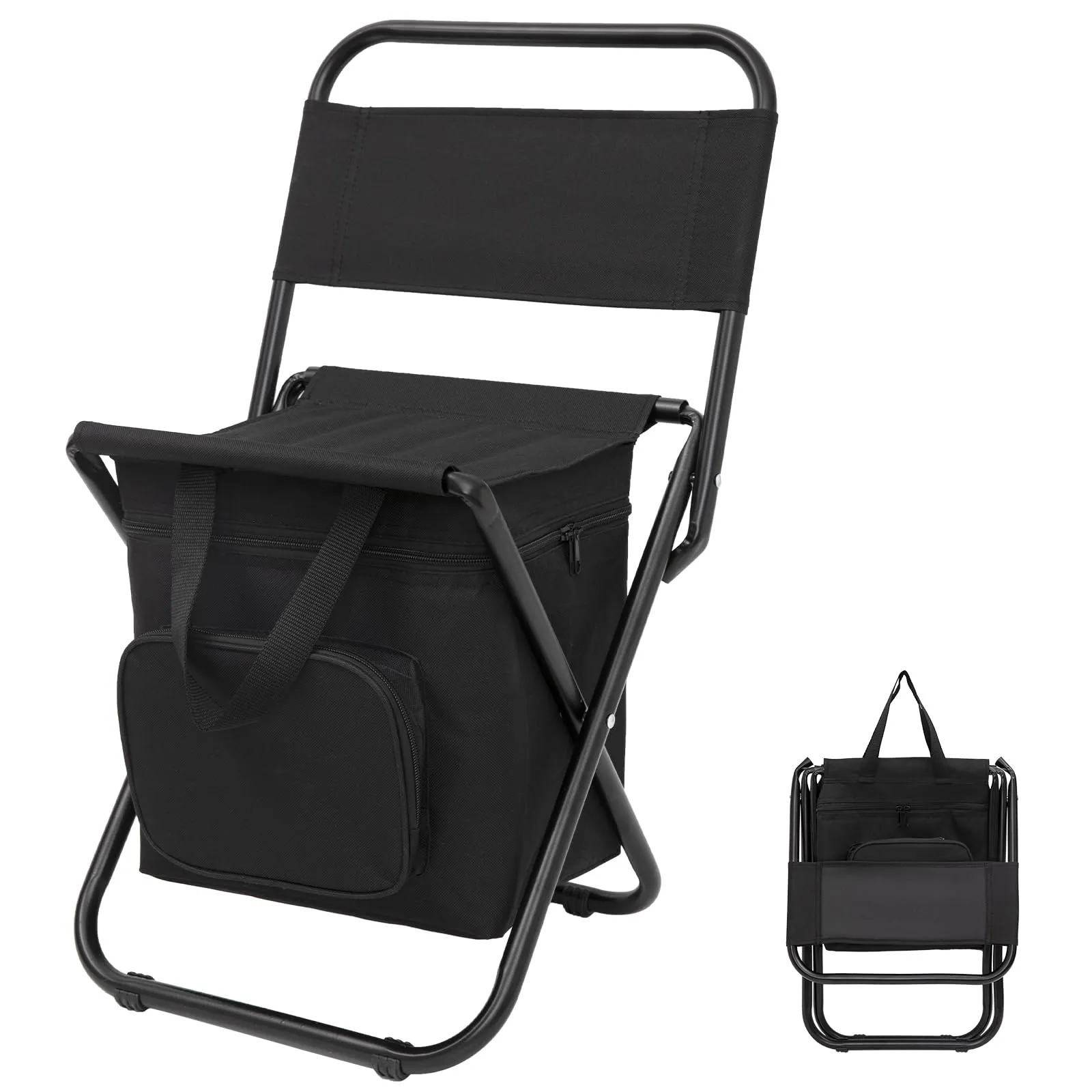 FUNDANGO Cooler Backrest Stool Fishing Chair with Cooler Bag