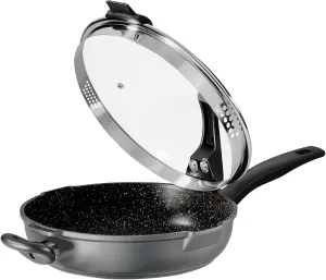 Future 14723 Sauté PaN 28 cm Die-Cast Aluminium with Siebglasdeckel and Non-Stick Coating