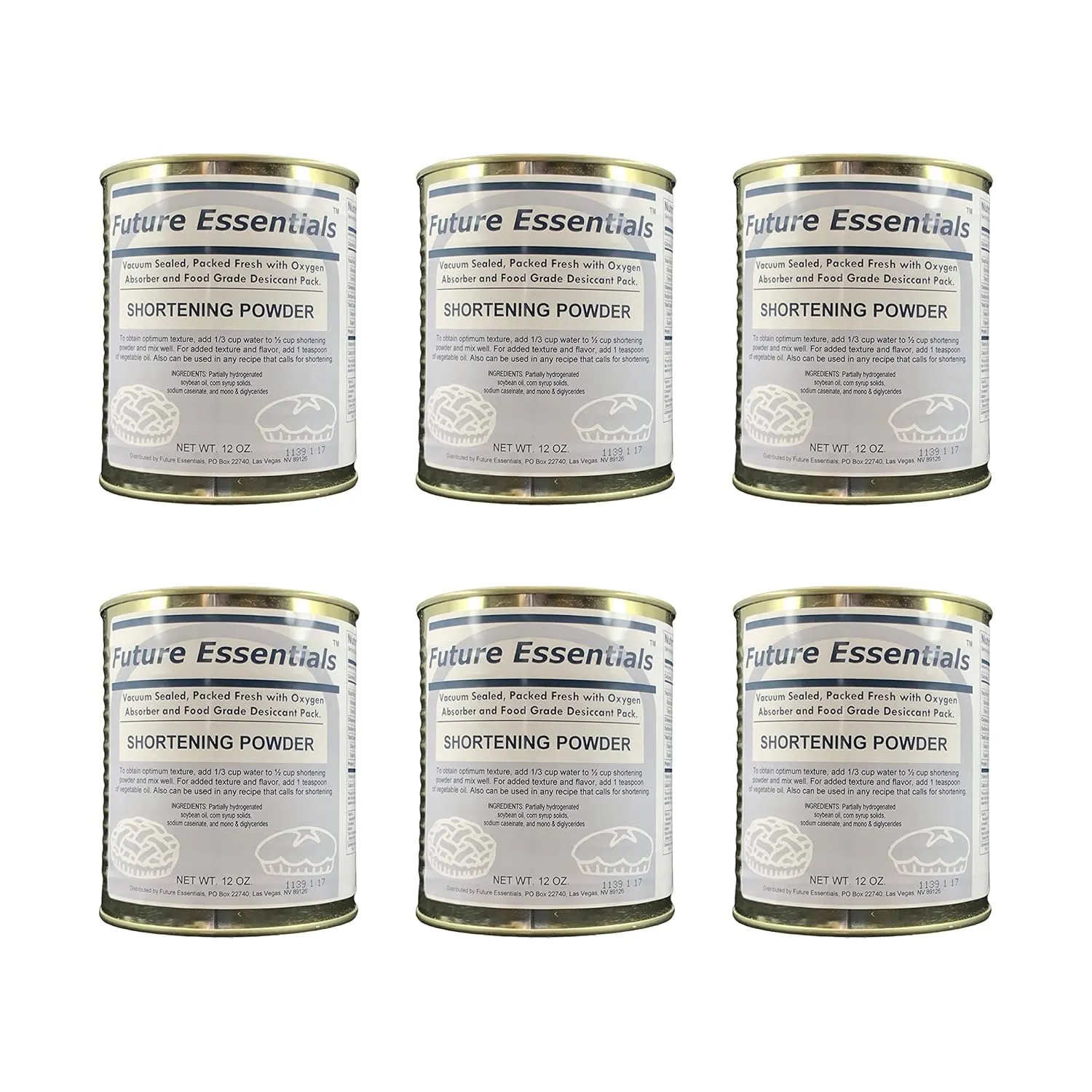 Future Essentials Canned Shortening Powder for baking and cooking | Long Term Storage Shelf Stable | Emergency Survival Food Supply, Camping & Backpacking (#2.5 size) 06 Cans