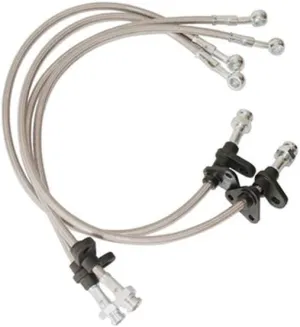 G2L Stainless Silver Brake Line for Integra 94-97 Civic 92-95 Front Rear; 2 Lines Each, 25.5"/19" Lengths; Teflon Hoses with Stainless Steel Braid; Direct Bolt-On Design; 1 Pair