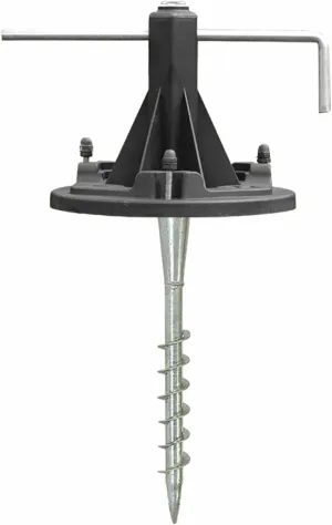 GAMA Sonic EZ-Anchor Ground Pole Base Kit with Auger, fits Gama Sonic Single Head Lamp Posts, Black, 30001