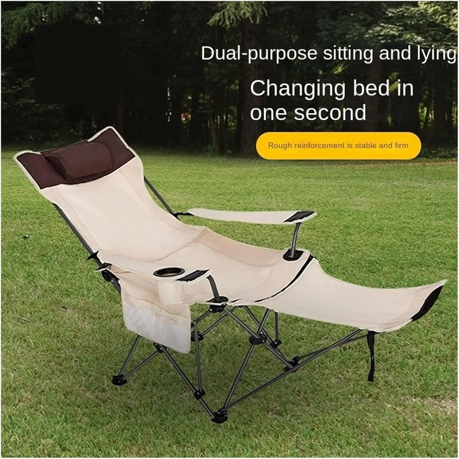 GaRcan Dual-Purpose Outdoor Folding Chair Portable Nap Lunch Break Fishing Chair Lightweight Beach Chair Lazy Stool Camping Chair (Orange Full Short)