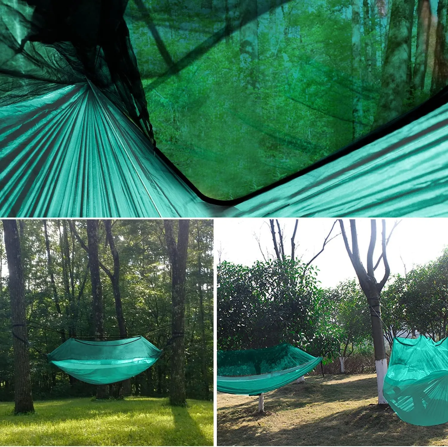 Gold Armour Camping Hammock - Camping Essentials, Double Hammock with Bug Net, Camping Gear Hammock for Outside, Hiking, and Travel (Seafoam)