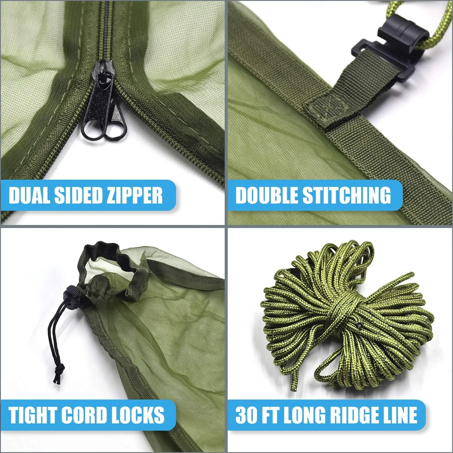 Gold Armour Hammock Bug Net, Mosquito Net Bugs - Premium Mesh Netting, Guardian of No See Um and Insects - Perfect Equipment Gear Accessories for Your Double Hammocks and Single Hammock (Green)