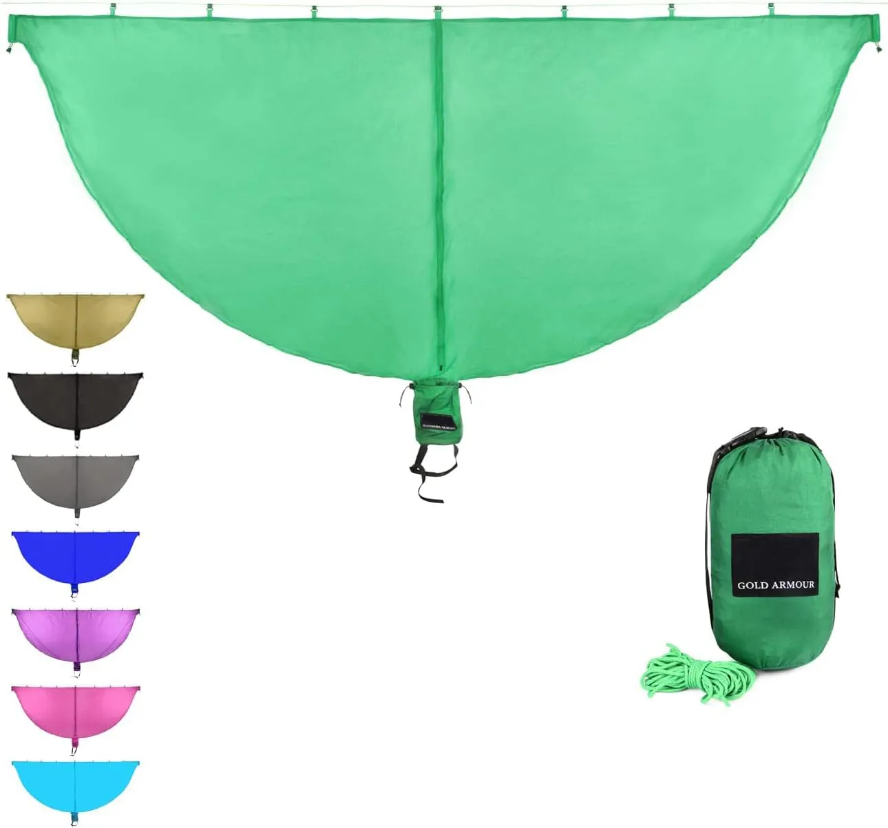 Gold Armour Hammock Bug Net, Mosquito Net Bugs - Premium Mesh Netting, Guardian of No See Um and Insects - Perfect Equipment Gear Accessories for Your Double Hammocks and Single Hammock (Green)