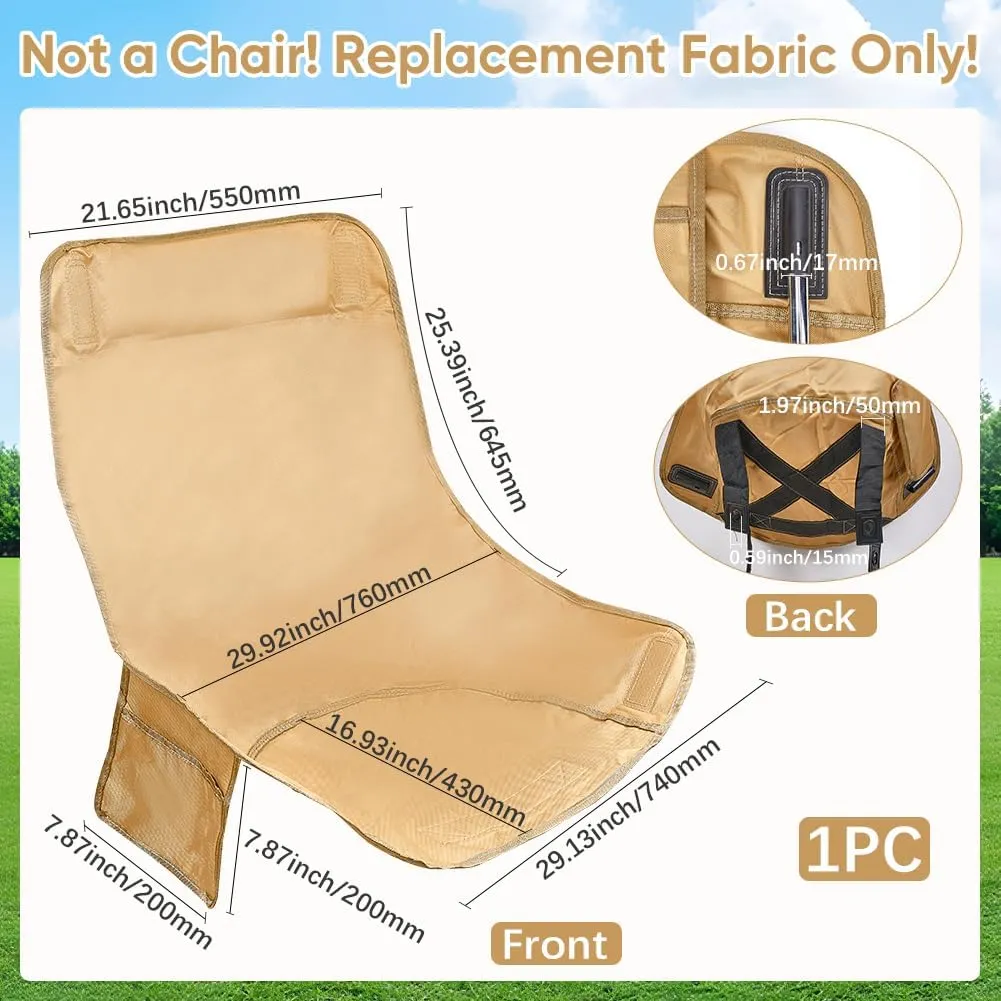 GORGECRAFT Large Size Camping Chair Replacement Fabric Oxford Cloth Outdoor Folding Chair Seat Replacements 59x31.5 inch BurlyWood Portable Waterproof High Back Camp Chair Cover for Hiking Backpacking