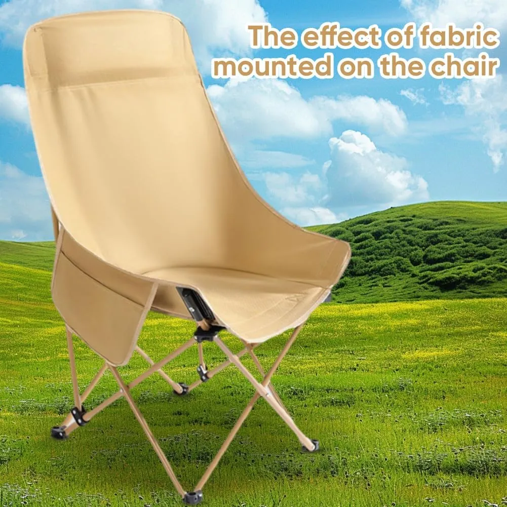 GORGECRAFT Large Size Camping Chair Replacement Fabric Oxford Cloth Outdoor Folding Chair Seat Replacements 59x31.5 inch BurlyWood Portable Waterproof High Back Camp Chair Cover for Hiking Backpacking