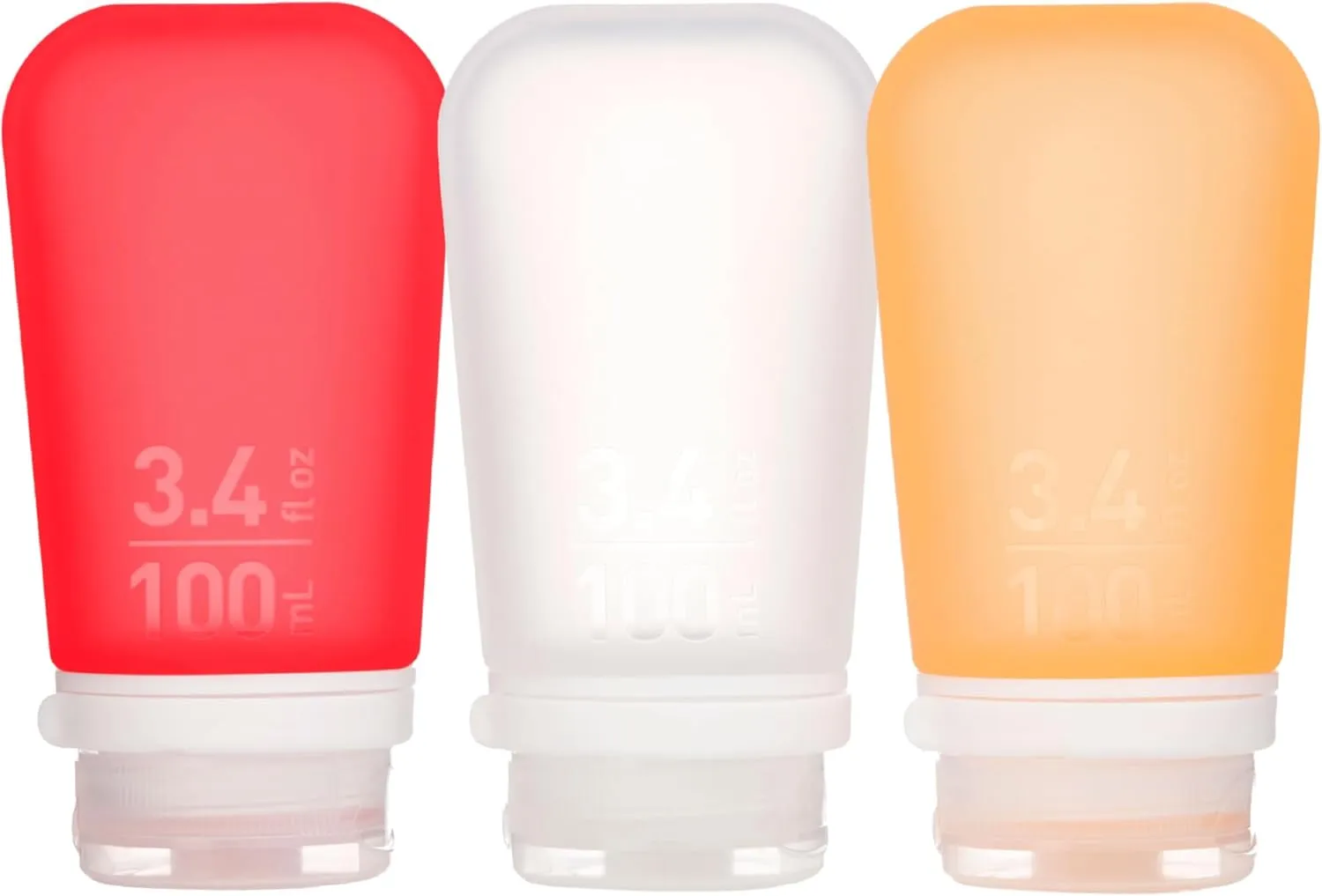 Gotoob  3-Pack (Small) | Refillable Silicone Travel Bottle | Locking Lid | Food-Safe Material, Clear/Green/Blue, Small (1.7 Fl.Oz; 53Ml)