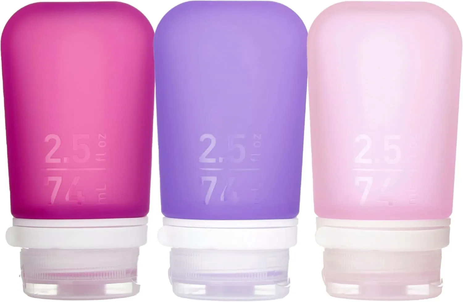 Gotoob  3-Pack (Small) | Refillable Silicone Travel Bottle | Locking Lid | Food-Safe Material, Clear/Green/Blue, Small (1.7 Fl.Oz; 53Ml)