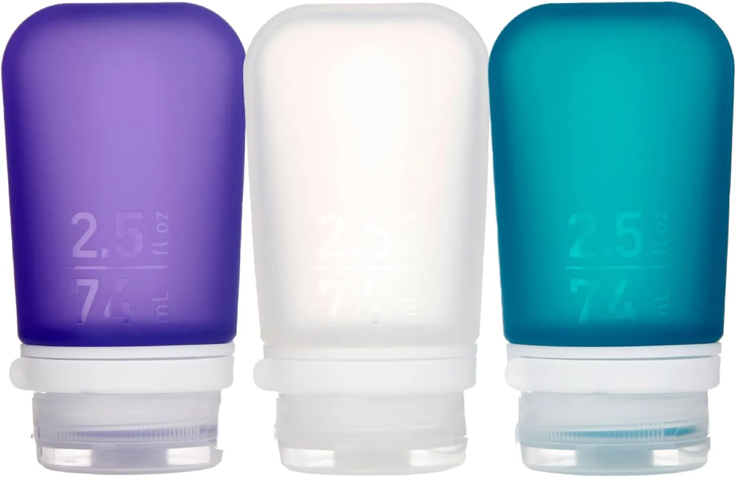 Gotoob  3-Pack (Small) | Refillable Silicone Travel Bottle | Locking Lid | Food-Safe Material, Clear/Green/Blue, Small (1.7 Fl.Oz; 53Ml)
