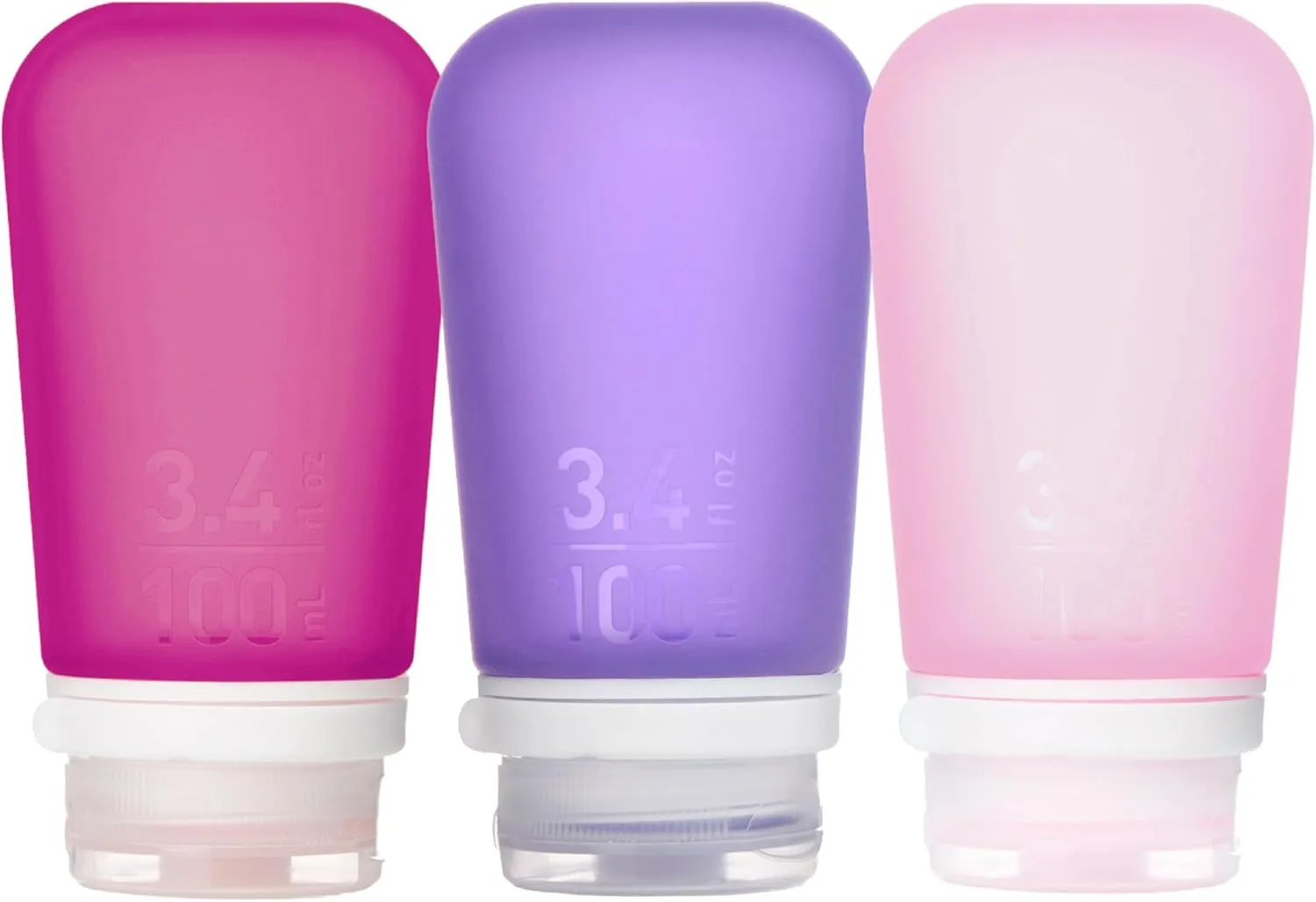 Gotoob  3-Pack (Small) | Refillable Silicone Travel Bottle | Locking Lid | Food-Safe Material, Clear/Green/Blue, Small (1.7 Fl.Oz; 53Ml)