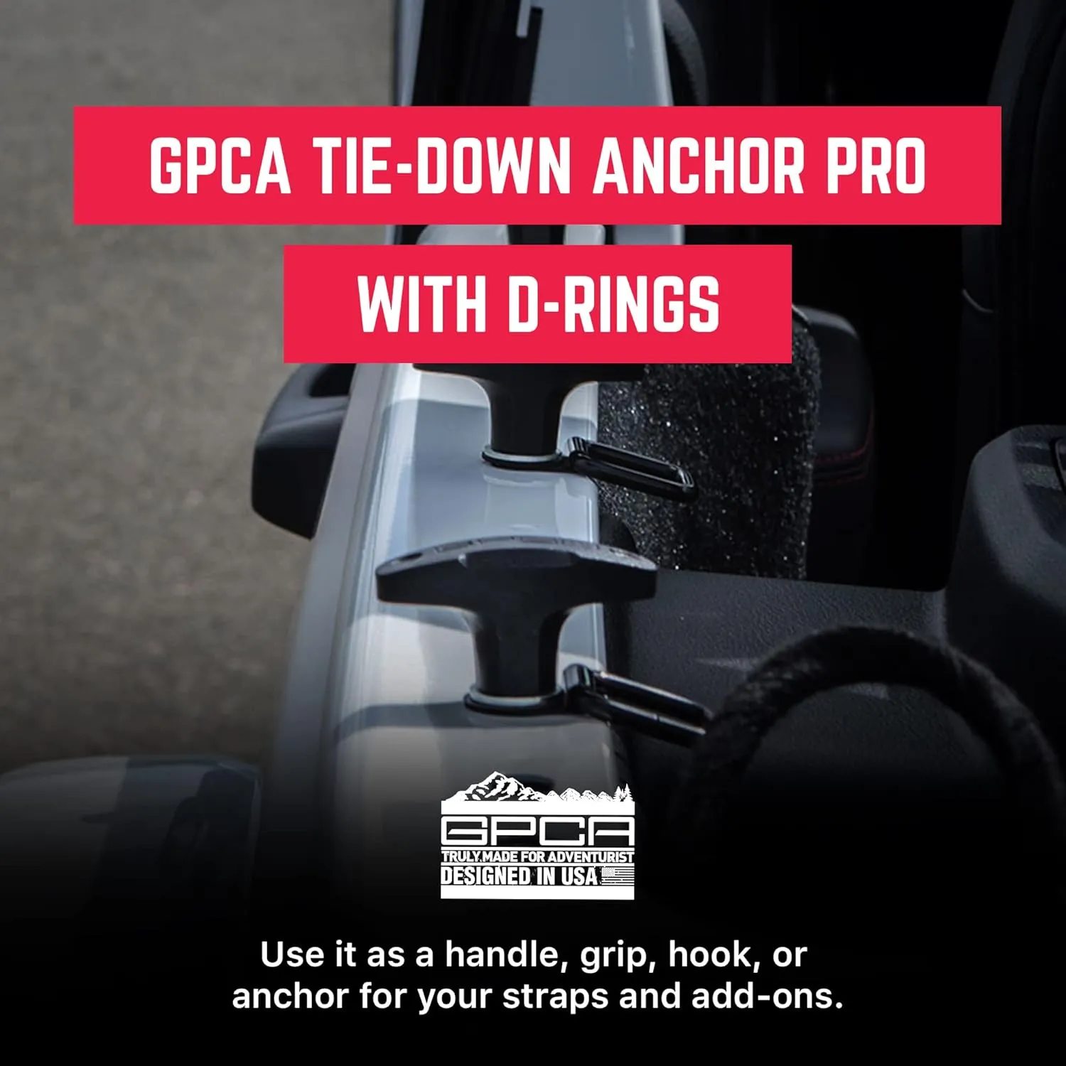 GPCA - Quick-Release Tie Down Anchor and D Ring Set, for Fast Jeep Top Removal Lift, Truck Tie Downs, Jeep Wrangler Accessories for 4xe, JL, JK and 2007-2023 Models, with Screw Nuts, Black, 6 Packs