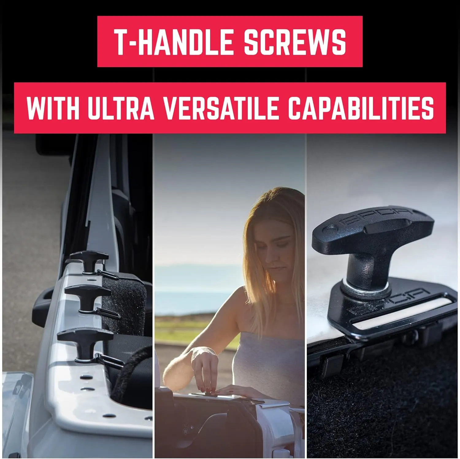 GPCA - Quick-Release Tie Down Anchor/T–Handle M8 25mm with Screw Nuts for Fast Jeep Top Removal Lift, Truck Tie Downs, Jeep Wrangler Accessories for JL, 4xe, JK, YJ and More, Patented, 6 Packs