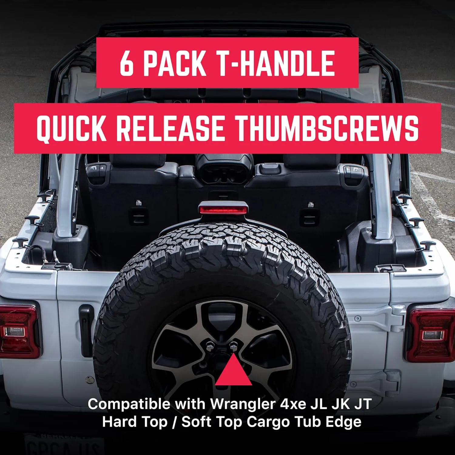 GPCA - Quick-Release Tie Down Anchor/T–Handle M8 25mm with Screw Nuts for Fast Jeep Top Removal Lift, Truck Tie Downs, Jeep Wrangler Accessories for JL, 4xe, JK, YJ and More, Patented, 6 Packs