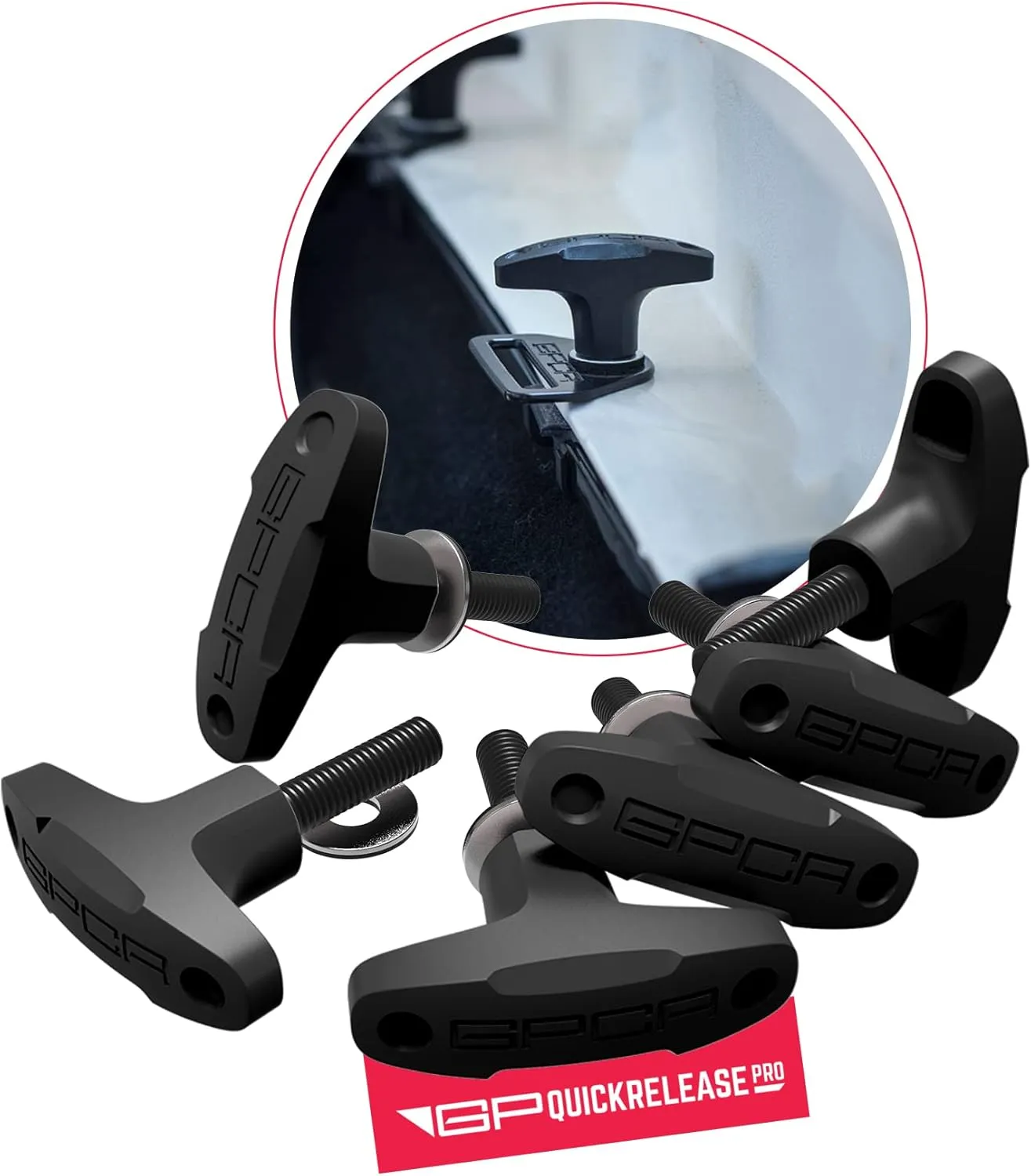 GPCA - Quick-Release Tie Down Anchor/T–Handle M8 25mm with Screw Nuts for Fast Jeep Top Removal Lift, Truck Tie Downs, Jeep Wrangler Accessories for JL, 4xe, JK, YJ and More, Patented, 6 Packs
