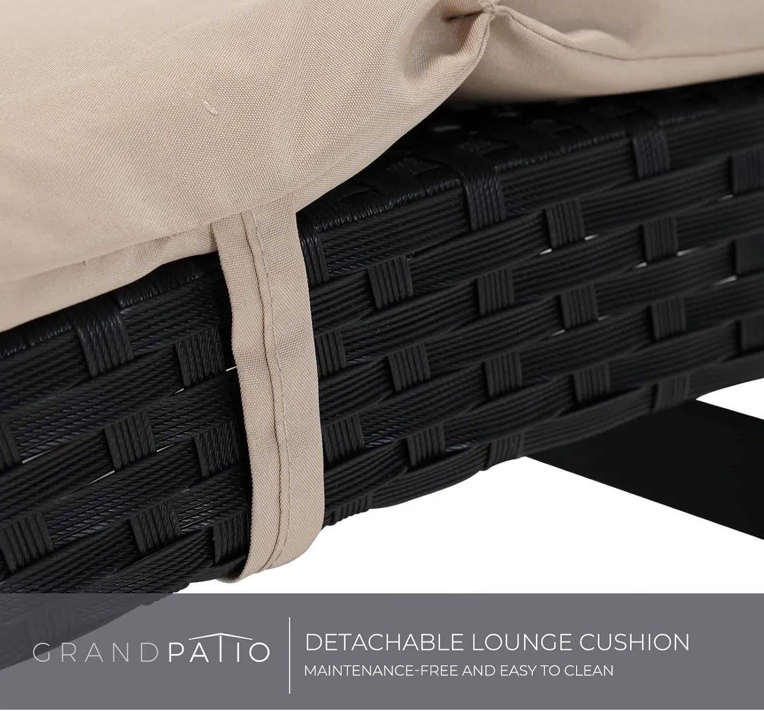 Grand patio Outdoor Lounge Chair Wicker 4-Position Adjustable Folding Aluminum Patio Chaise Lounge with Cushion Beige