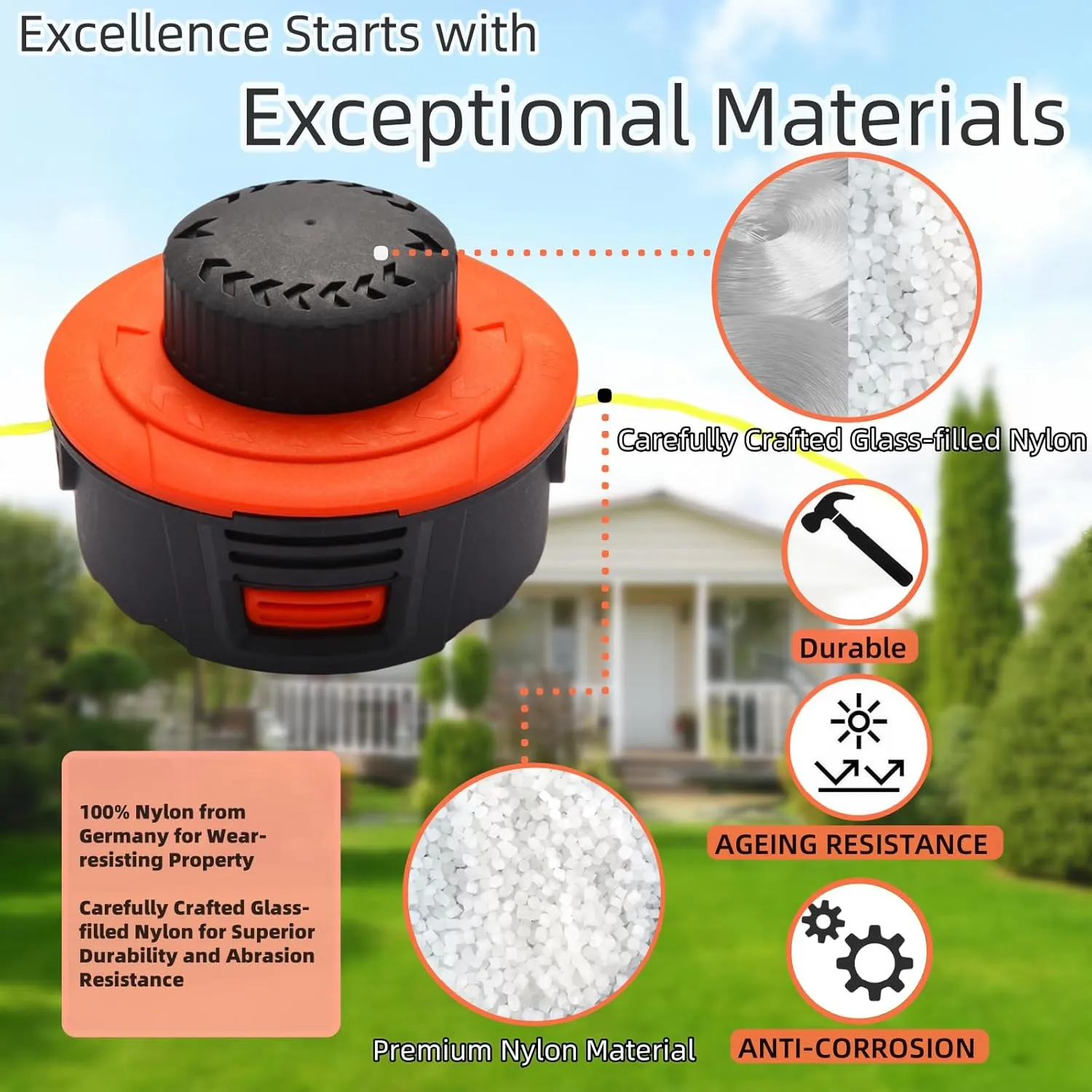 H02 Weed Eater Head Universal Trimmer Head String Trimmer Head Bump Feed Weed Wacker Head Grass Trimmer Head Replacement for Weed Warrior, Echo, Husqvarna, Comes with .095 Trimmer Line
