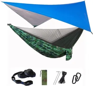 Hammock Camping Hammock Mosquito Net and Hammock Canopy Portable Nylon Hammock Rain Fly Tree Straps for Hiking Camping Survival Travel Swing