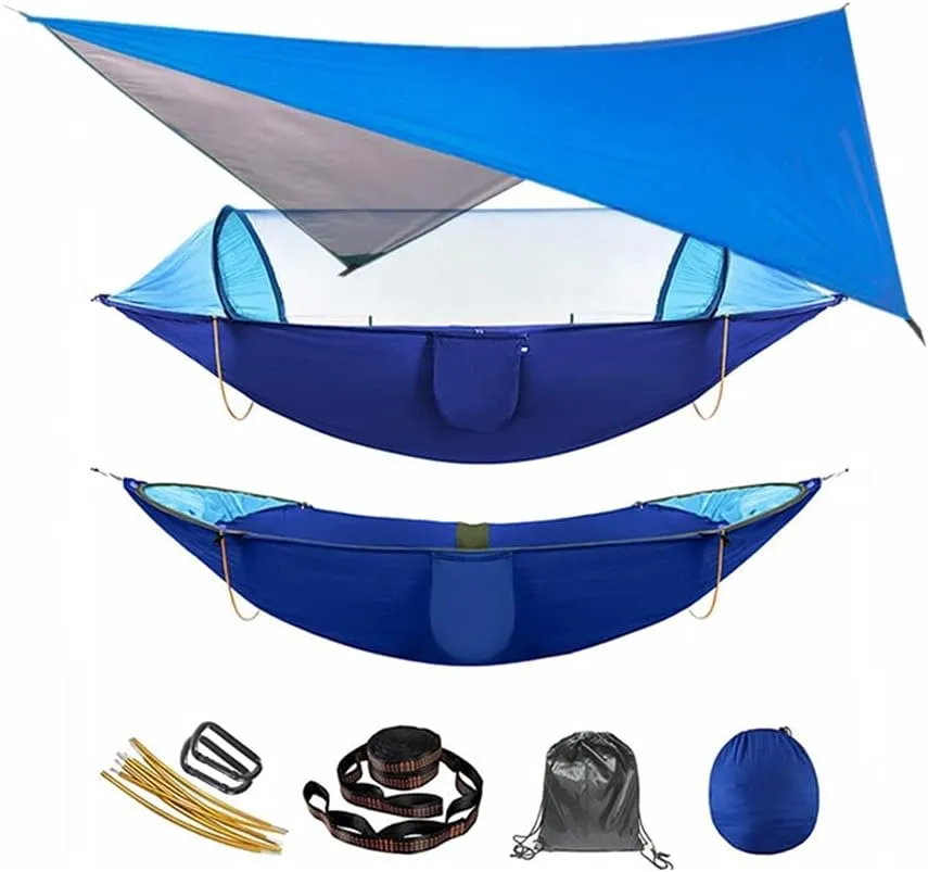 Hammock Camping Hammock with Mosquito Net and Awning Double Hammocks Anti-Rollover Outdoor Portable Hammock for Travel Hiking Camping Swing
