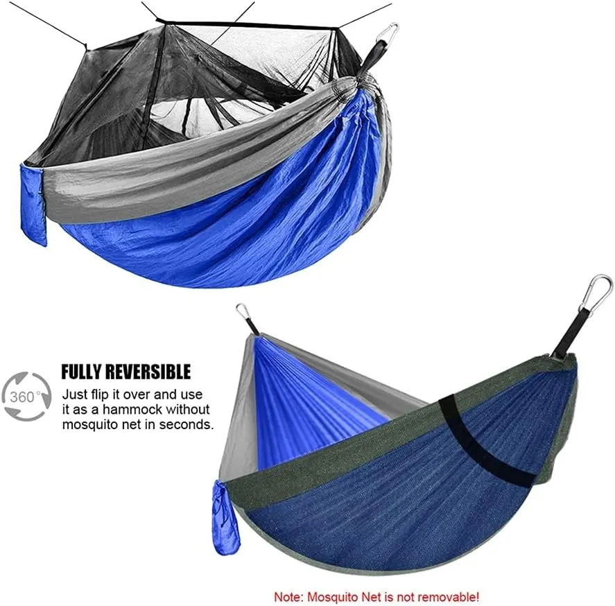 Hammock Portable Outdoor Camping Hammock with Mosquito Net High Strength Parachute Fabric Camping Hammock Hunting Hanging Sleeping Swing Swing, Light Purple