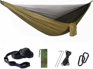 Hammocks Hammock Camping with Bug Net/Netting Portable Nylon Parachute Hammocks for Outdoor Indoor Backpacking Survival Travel