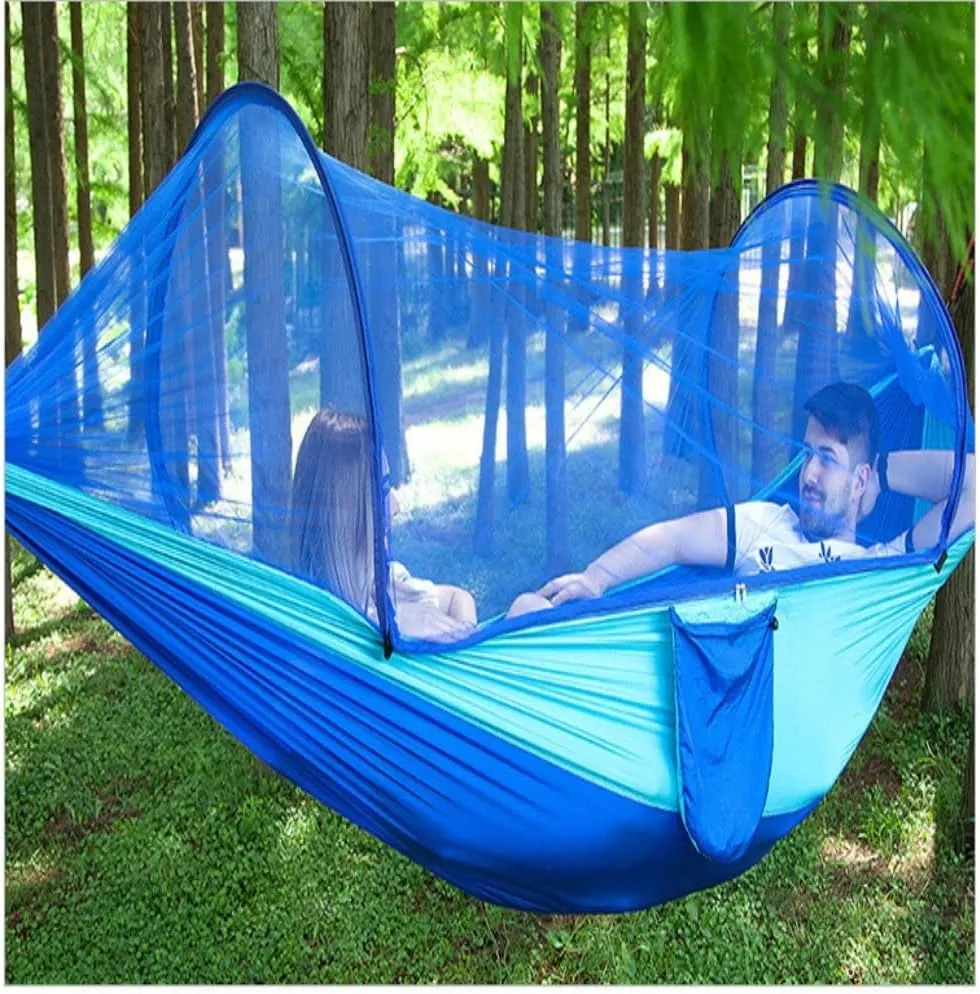 Hamock Anti-Mosquito Outdoor Hammock Double Anti-Rollover Insect-Proof Hammock Camping Portable Hanging Hammock Hanmock(E,240 * 120cm)