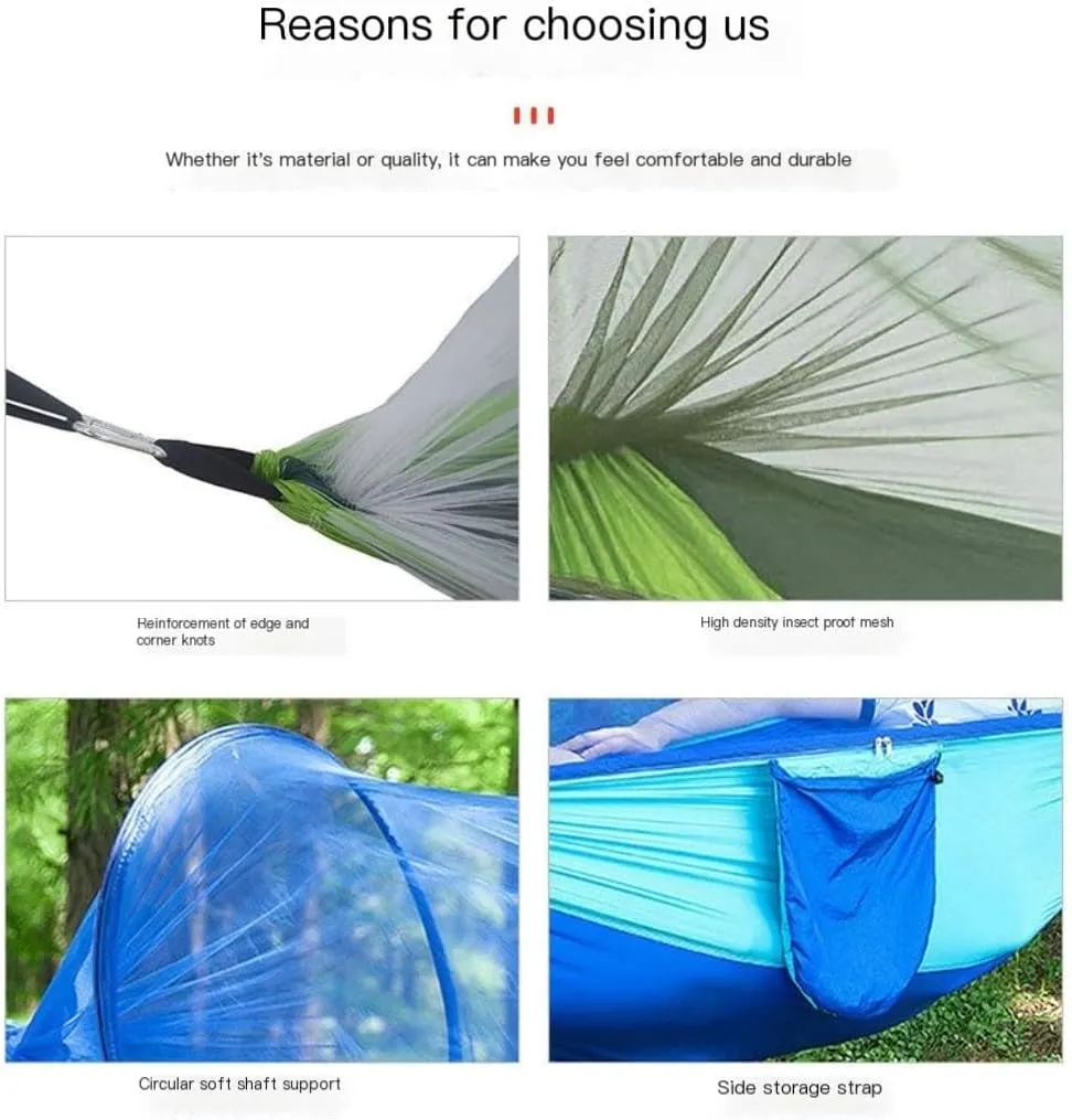 Hamock Anti-Mosquito Outdoor Hammock Double Anti-Rollover Insect-Proof Hammock Camping Portable Hanging Hammock Hanmock(E,240 * 120cm)
