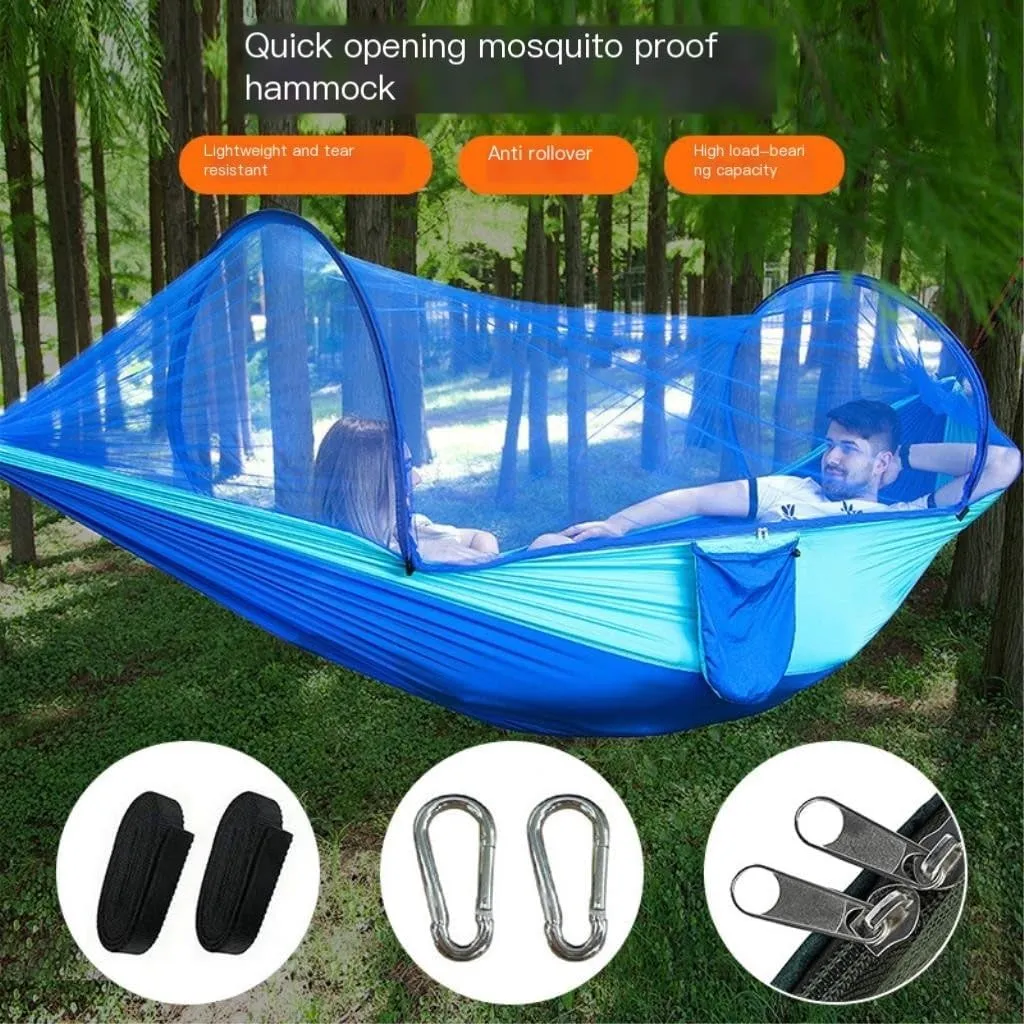 Hamock Anti-Mosquito Outdoor Hammock Double Anti-Rollover Insect-Proof Hammock Camping Portable Hanging Hammock Hanmock(E,240 * 120cm)