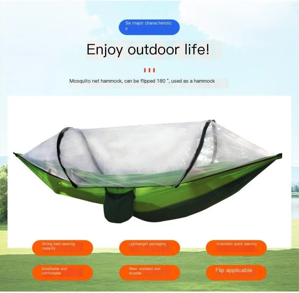 Hamock Anti-Mosquito Outdoor Hammock Double Anti-Rollover Insect-Proof Hammock Camping Portable Hanging Hammock Hanmock(E,240 * 120cm)