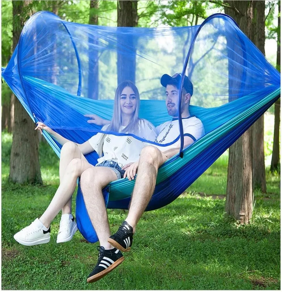 Hamock Anti-Mosquito Outdoor Hammock Double Anti-Rollover Insect-Proof Hammock Camping Portable Hanging Hammock Hanmock(E,240 * 120cm)