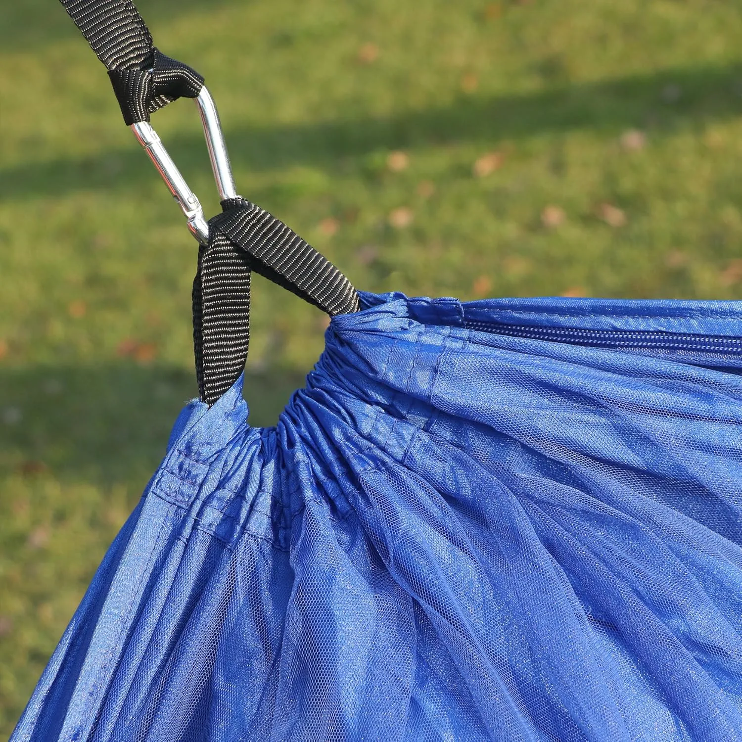 Happy Camper Camping Hammock for Camping Outdoor Adventures Backpacking or Travel with Rain Fly and Mosquito Net, Lightweight & Portable - Up to 400lbs (Blue, Single)