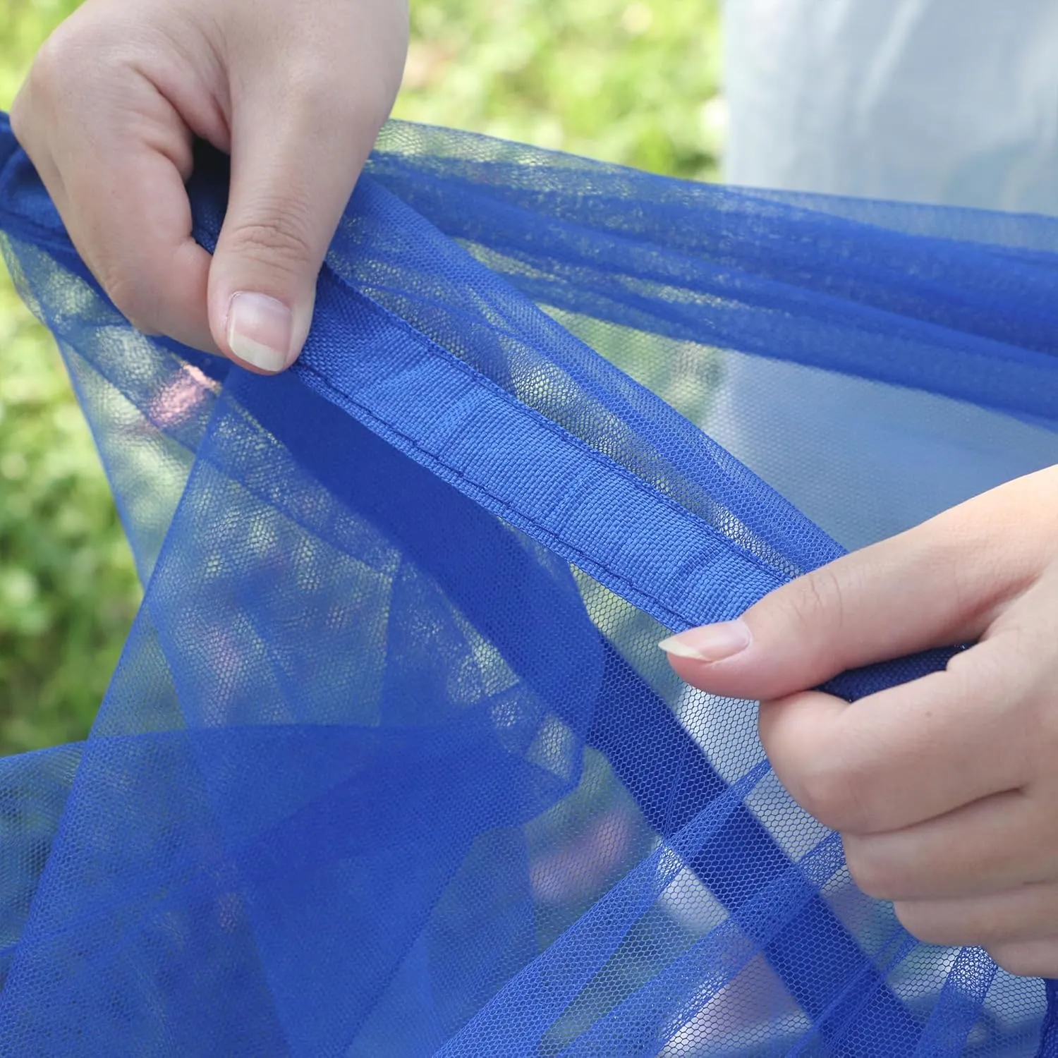 Happy Camper Camping Hammock for Camping Outdoor Adventures Backpacking or Travel with Rain Fly and Mosquito Net, Lightweight & Portable - Up to 400lbs (Light Blue/Blue, Single)