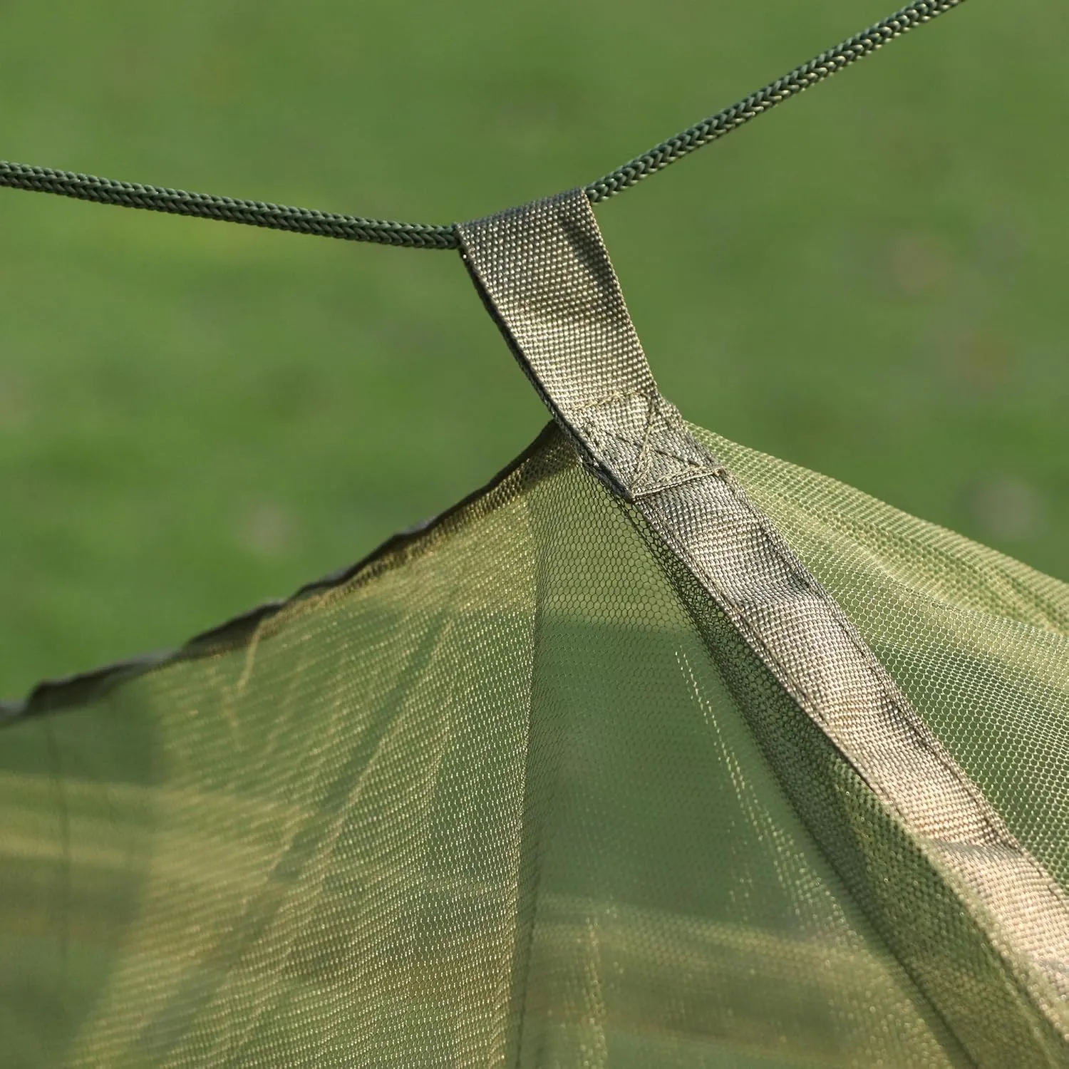 Happy Camper Camping Hammock for Camping Outdoor Adventures Backpacking or Travel with Rain Fly and Mosquito Net, Lightweight & Portable - Up to 400lbs (Olive Green, Single)