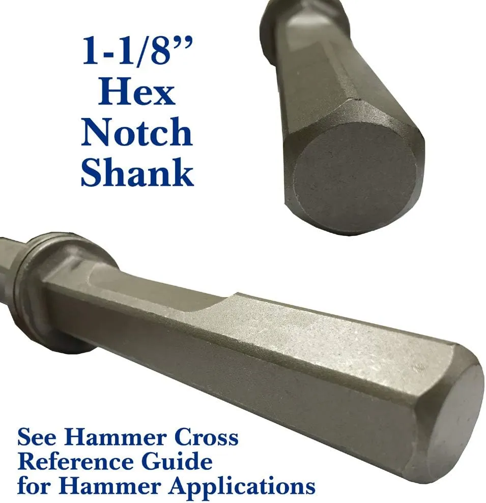 HEAVY DUTY- Floor Scraper System, 1-1/8-Inch Hex Notch Shank 6" Wide 2mm Thick Stainless Steel Blade - Champion Chisel/Works great with Demolition Hammer Carts
