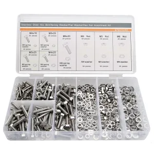 Hex Bolt Lock Washer Flat Washer Assortment Kit,Stainless Steel,Pack of 475