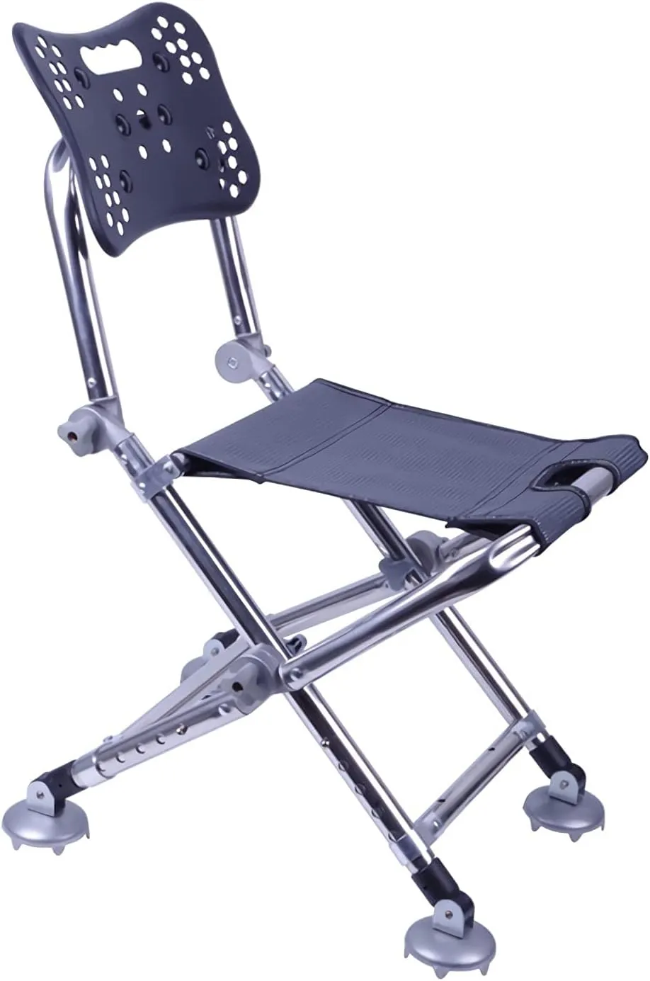 High Back Chair Fishing Chair with Adjustable Back Legs and Liftable Legs for Slope Rock Shoal Portable Camping Stool Seat Hold Up 300 lbs Camping Chair