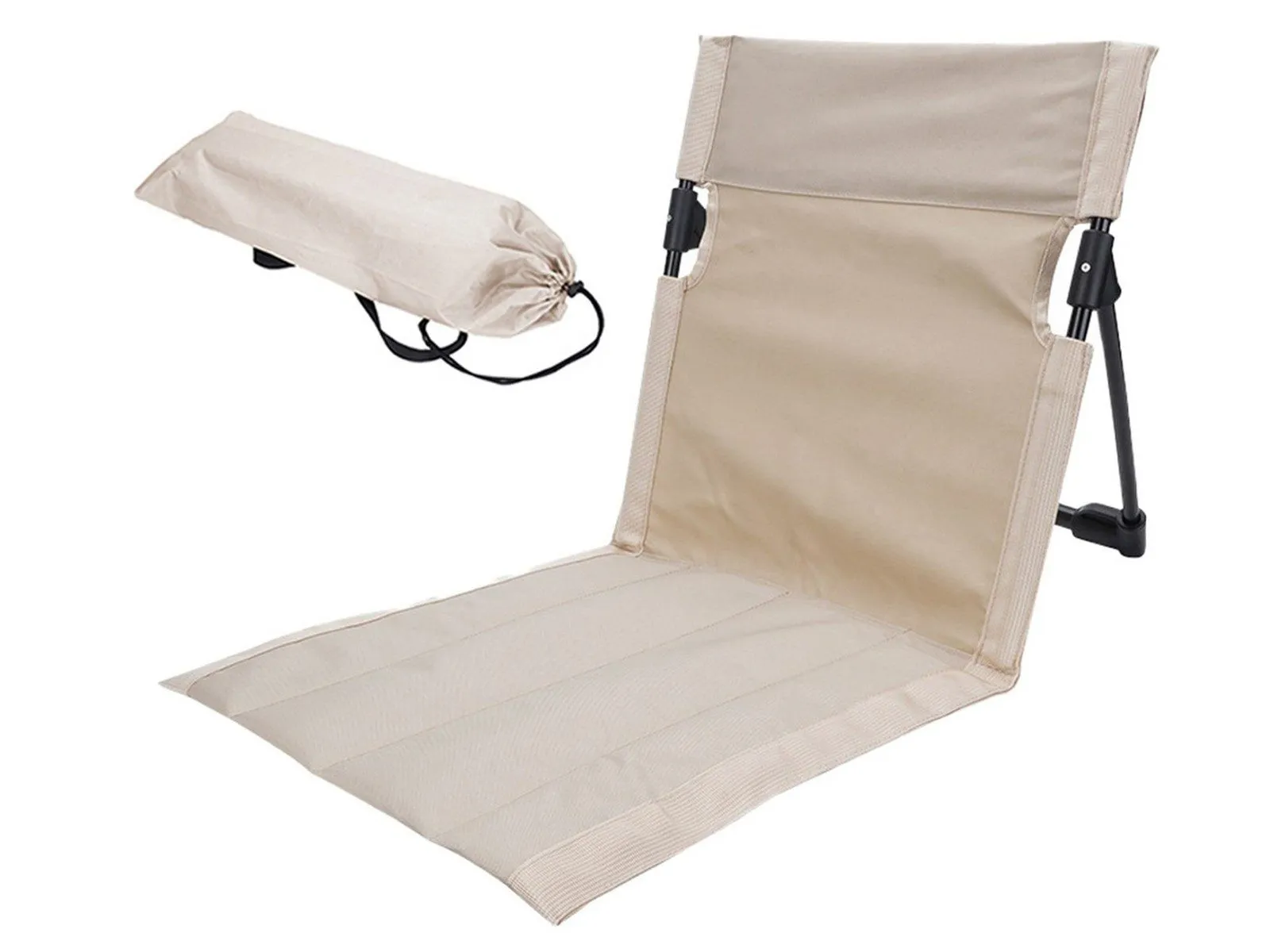 Highly recommended 1Pc Chair Beach Lounge Beige with Mat Portable Beach Folding Modern Backrest