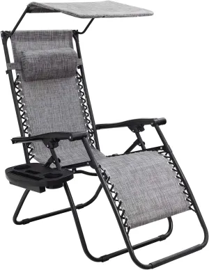Homall Zero Gravity Chair Patio Lawn Chair Lounge Chair Folding Recliner Adjustable Outdoor with Canopy Shade,Cup Holder (Grey)