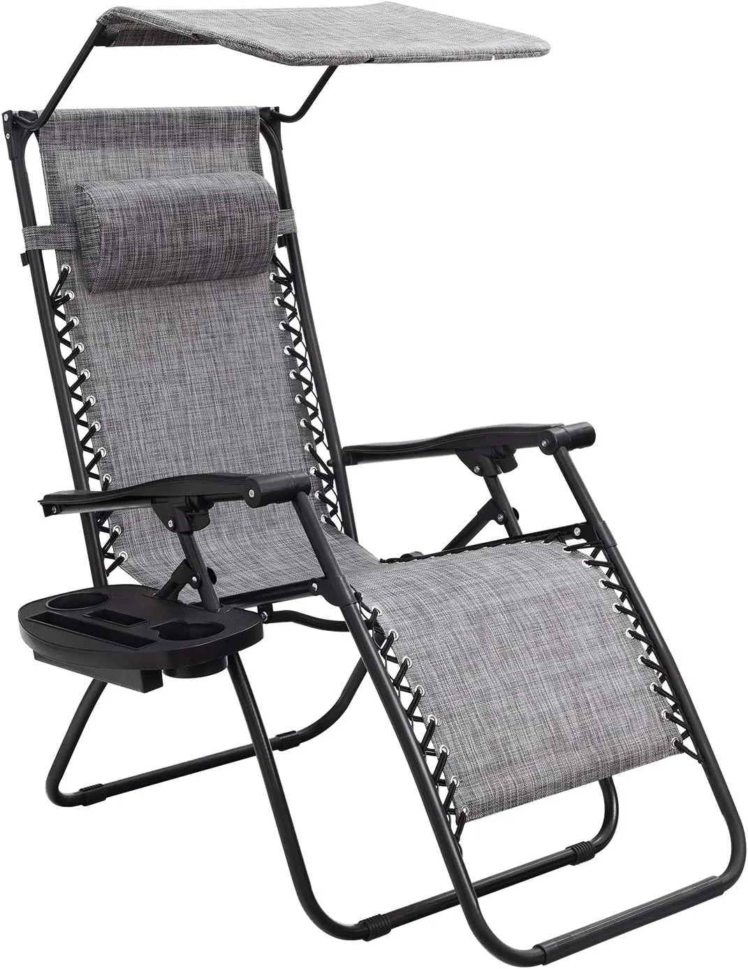 Homall Zero Gravity Chair Patio Lawn Chair Lounge Chair Folding Recliner Adjustable Outdoor with Canopy Shade,Cup Holder (Grey)
