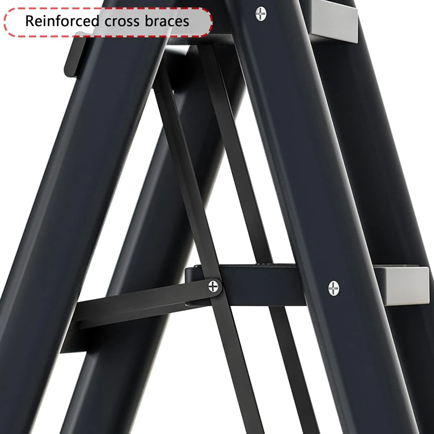 Household Multi-Functional Folding Herringbone Ladder Portable Climbing Frame Thickened Aluminum Alloy Anti-Rust Flower Stand (Color : White, Size : Three Steps)