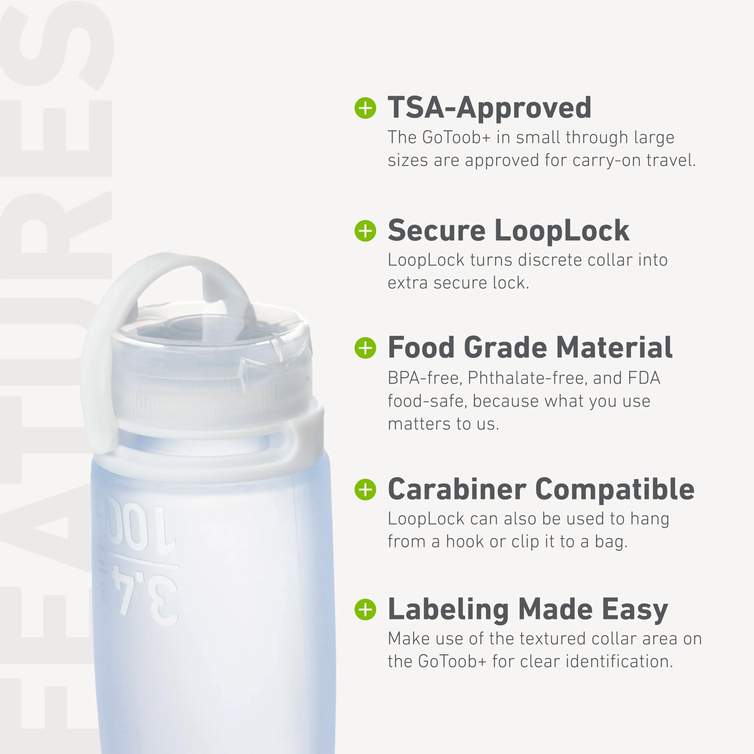 humangear GoToob  3-Pack (Small) | Refillable Silicone Travel Bottle | Locking Lid | Food-Safe Material, Clear/Red/Orange, Small (1.7 fl.oz; 53ml)
