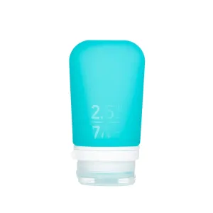 humangear GoToob  (Medium) | Refillable Silicone Travel Bottle | Locking Lid | Food-Safe Material | Aqua, Medium (2.5 fl.oz.; 74ml)