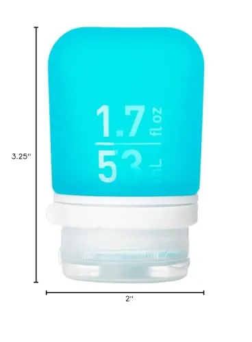 humangear GoToob  (Small) | Refillable Silicone Travel Bottle | Locking Lid | Food-Safe Material | Aqua, Small (1.7 fl.oz; 53ml)