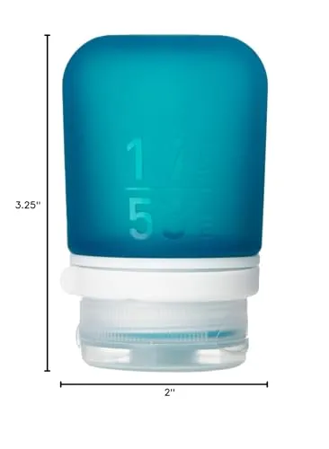 humangear GoToob  (Small) | Refillable Silicone Travel Bottle | Locking Lid | Food-Safe Material | Teal, Small (1.7 fl.oz; 53ml)