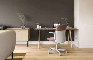 Humanscale Path Home Office Task Chair, Adjustable Duron Arms, Polished Aluminum with Light Gray Frame, and Graphite Formsense Eco Knit Fabric with Optional Soft Casters for Hard Flooring