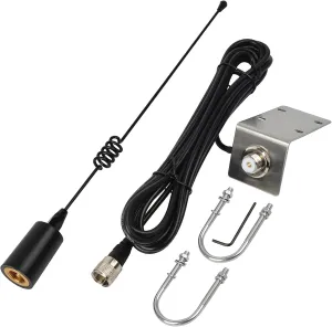 HYS VHF Band Amateur 156-163Mhz Low-Profile Marine Antenna with Stainless Steel L-Bracket Hole & W/16.4ft(5m) RG-58 Coax Cable for Standard Horizon Icom Cobra Uniden VHF Marine Radios